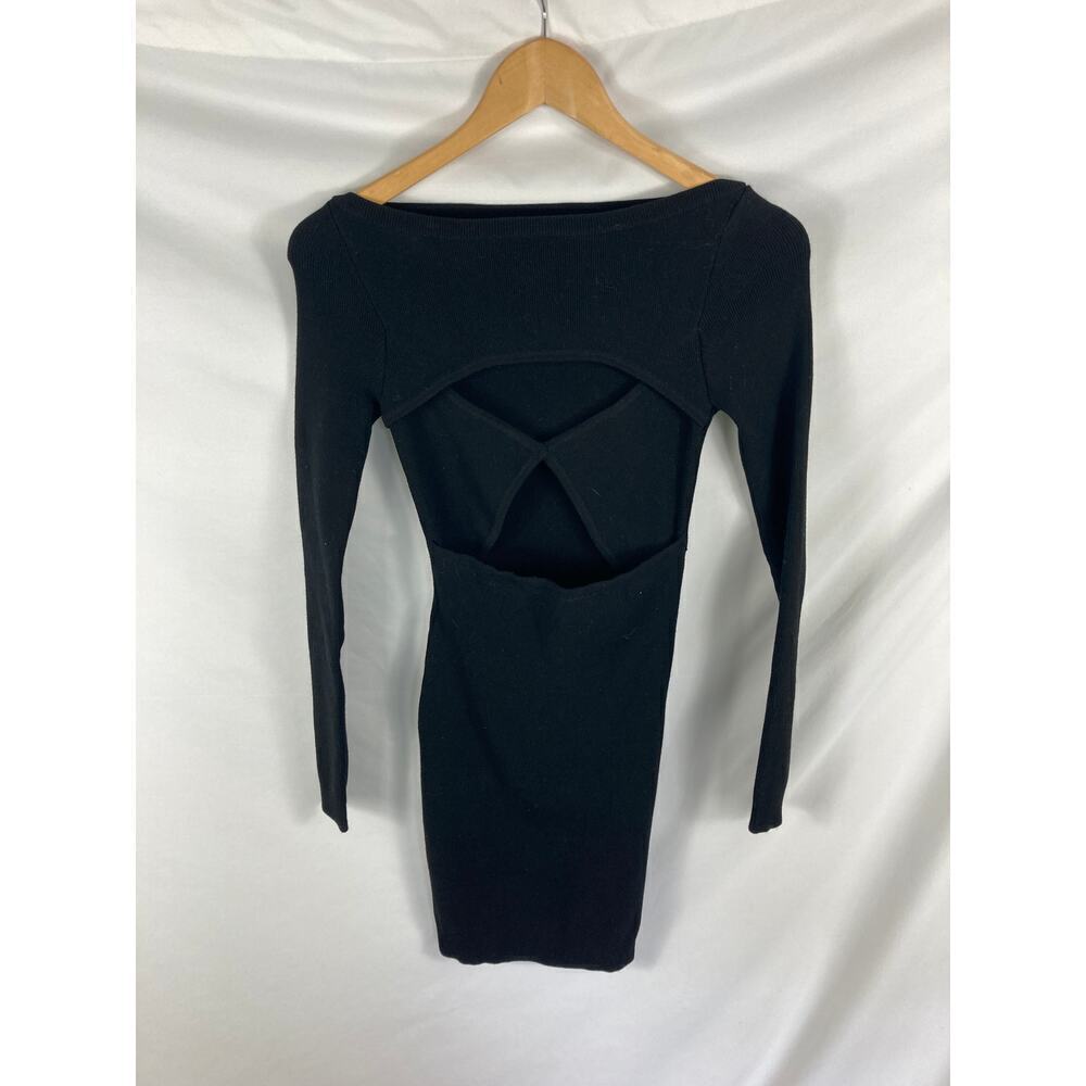 NBD Cutout Front Long Sleeve Ribbed Bodycon Dress Size Small